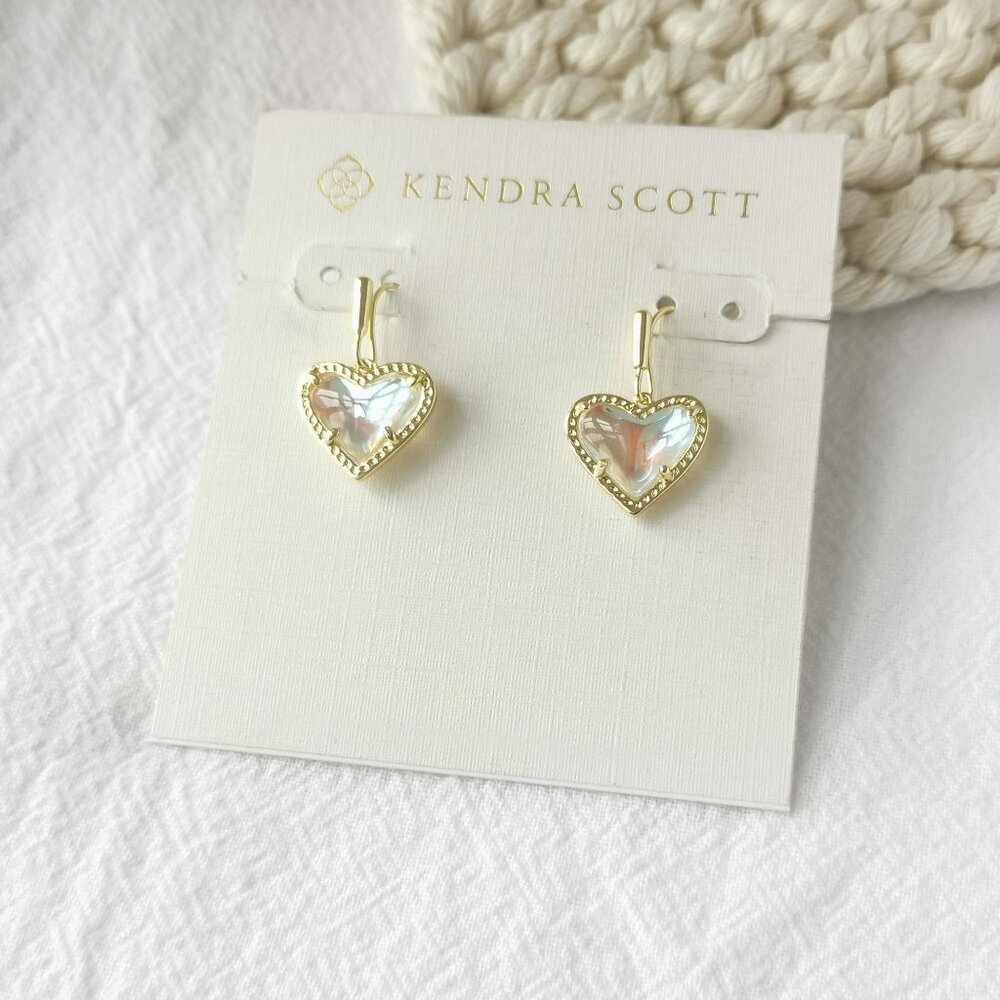 Kendra Scott Ari Heart Gold Dichroic Glass Earrings